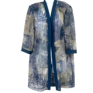 Vtg R&M Richards Sheer Duster Womens Jackst Sz 8 Cottagecore Leaf Crinkly Artsy